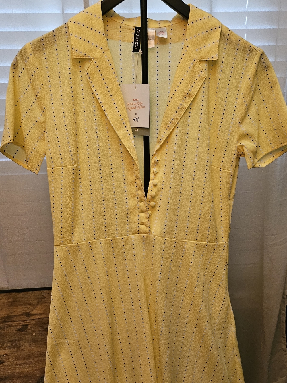 H&M Yellow Dress with Navy Pin Dots